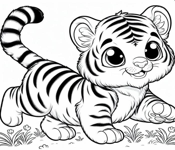 Tô màu con hổ chibi