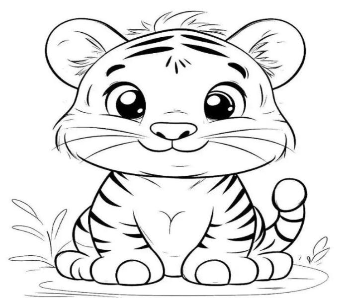 Tô màu con hổ chibi