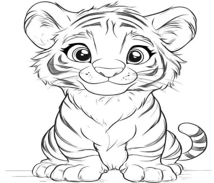 Tô màu con hổ chibi
