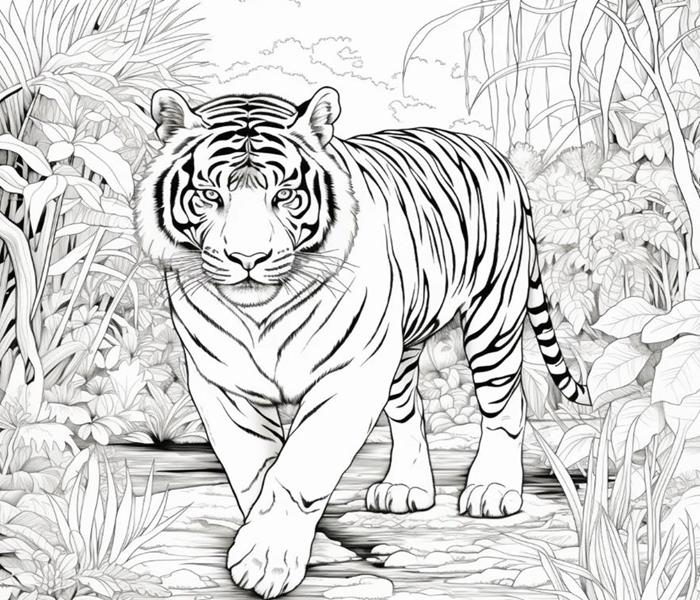 Hình ảnh tô màu con hổ nâng cao