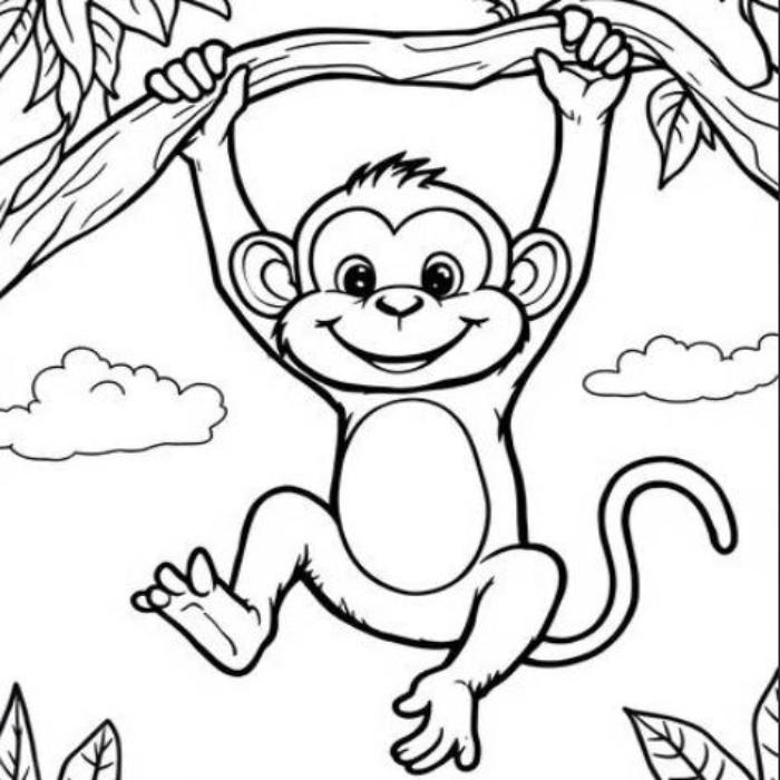 Tranh tô màu con khỉ đơn giản