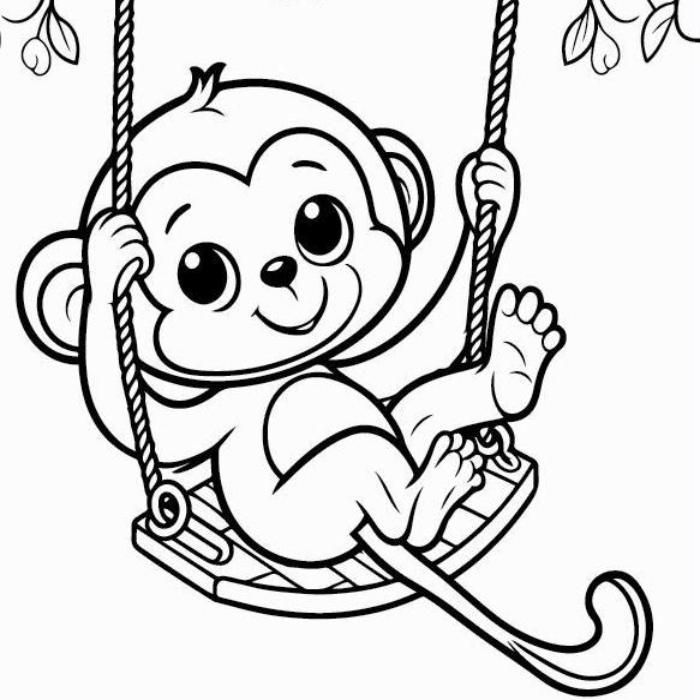 Tranh tô màu con khỉ đơn giản