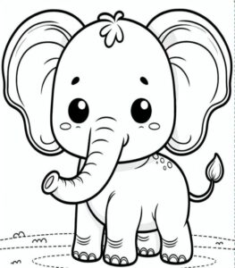 Tranh tô màu con voi dễ thương