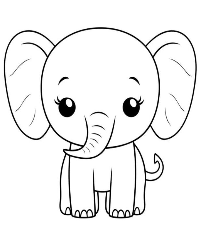 Tranh tô màu con voi dễ thương
