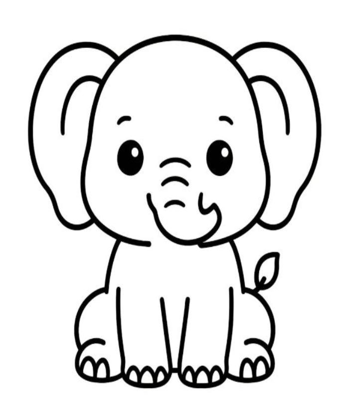 Tranh tô màu con voi dễ thương