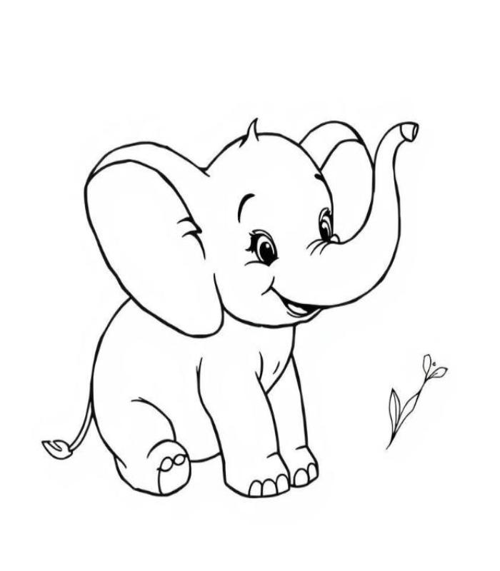 Tranh tô màu con voi dễ thương