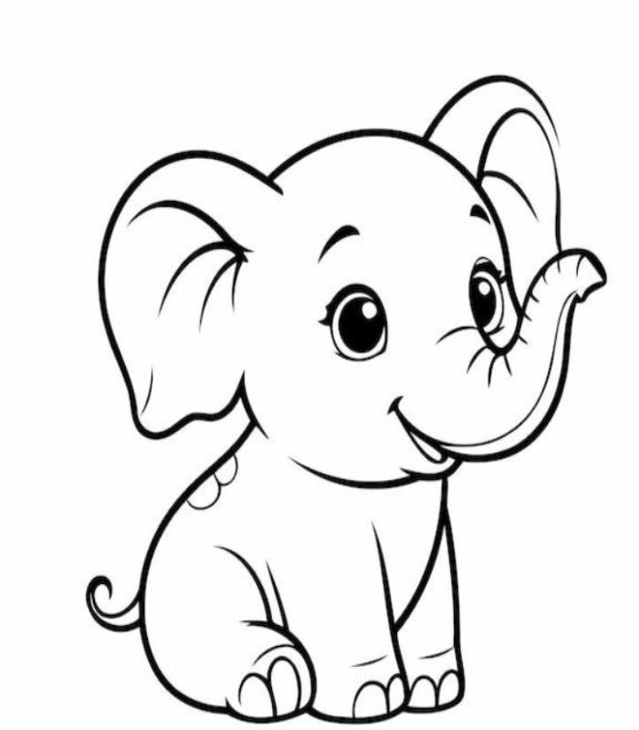 Tranh tô màu con voi dễ thương