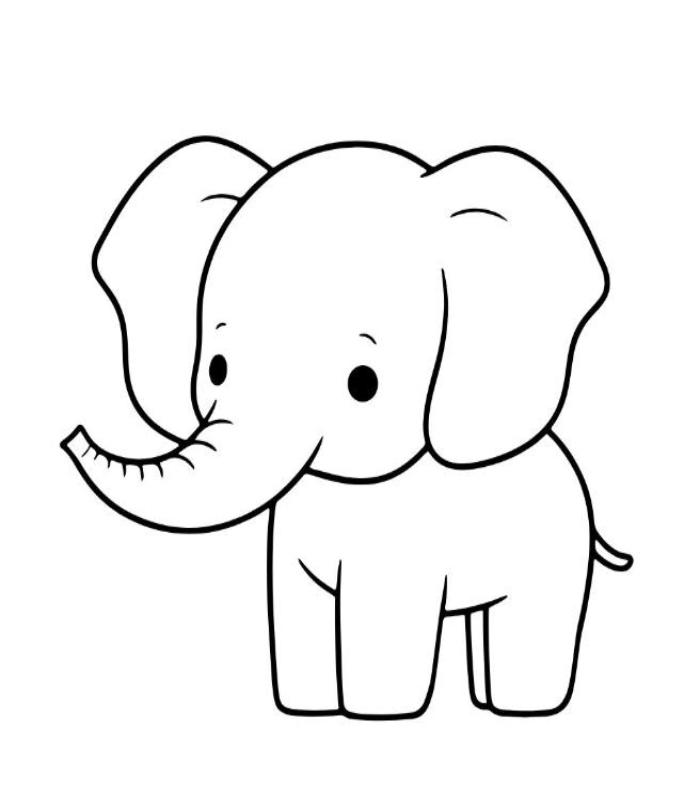 Tranh tô màu con voi dễ thương