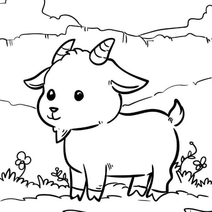 Hình ảnh tranh tô màu chibi con dê