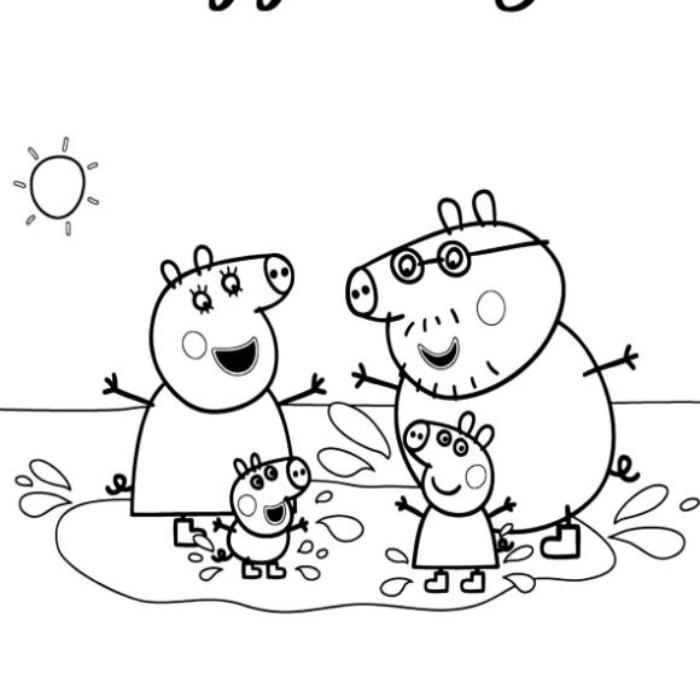 Tranh tô màu gia đình heo Peppa