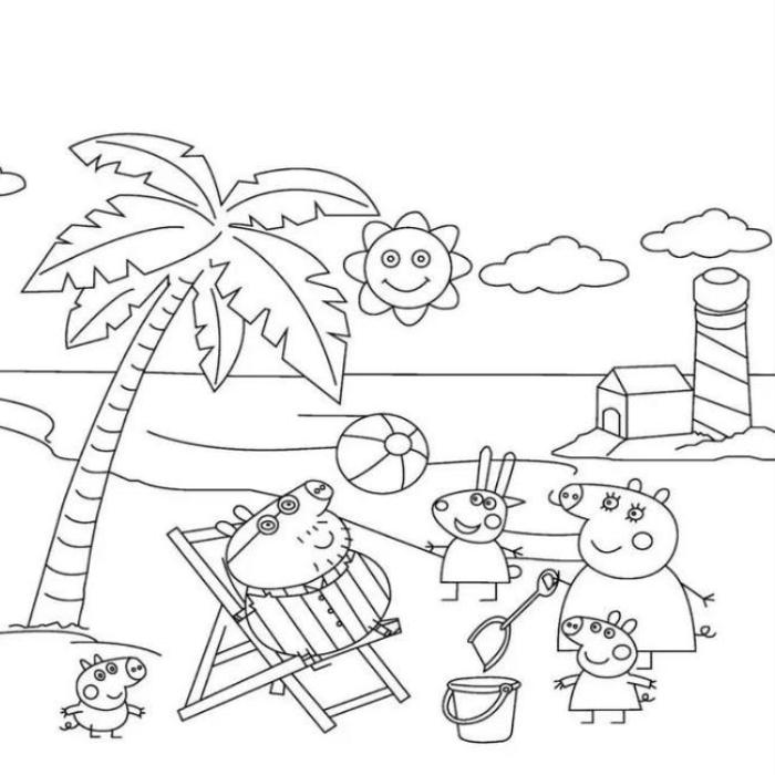 Tranh tô màu gia đình heo Peppa