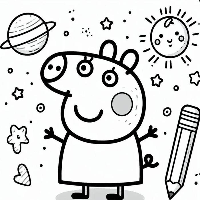 Tranh tô màu con heo peppa