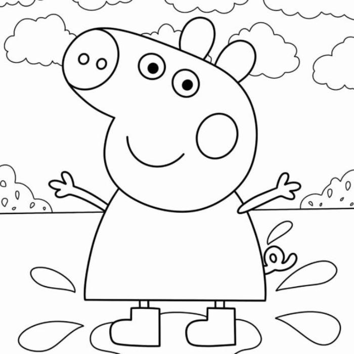 Tranh tô màu heo Peppa đơn giản