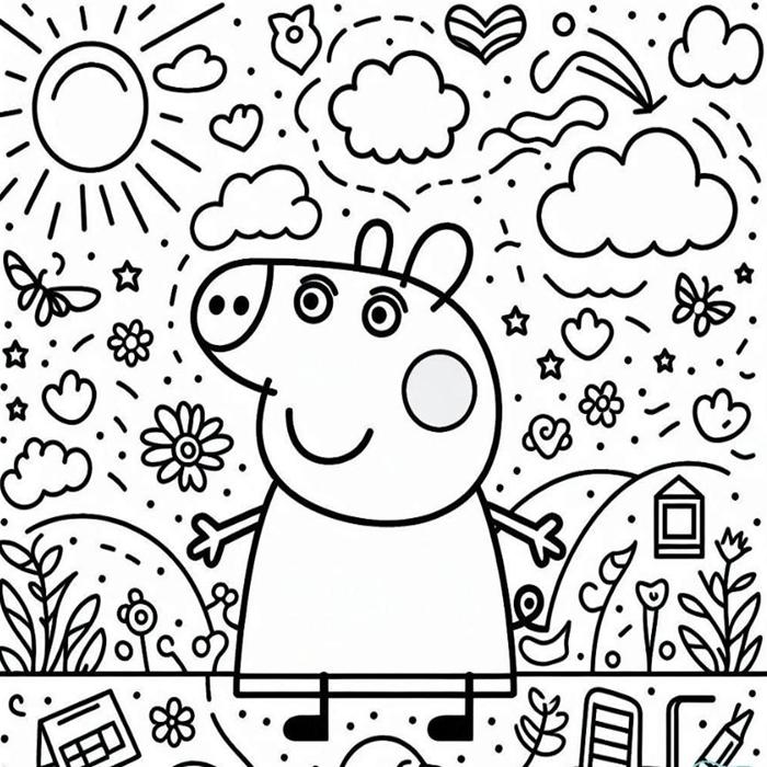 Tranh tô màu heo Peppa phức tạp