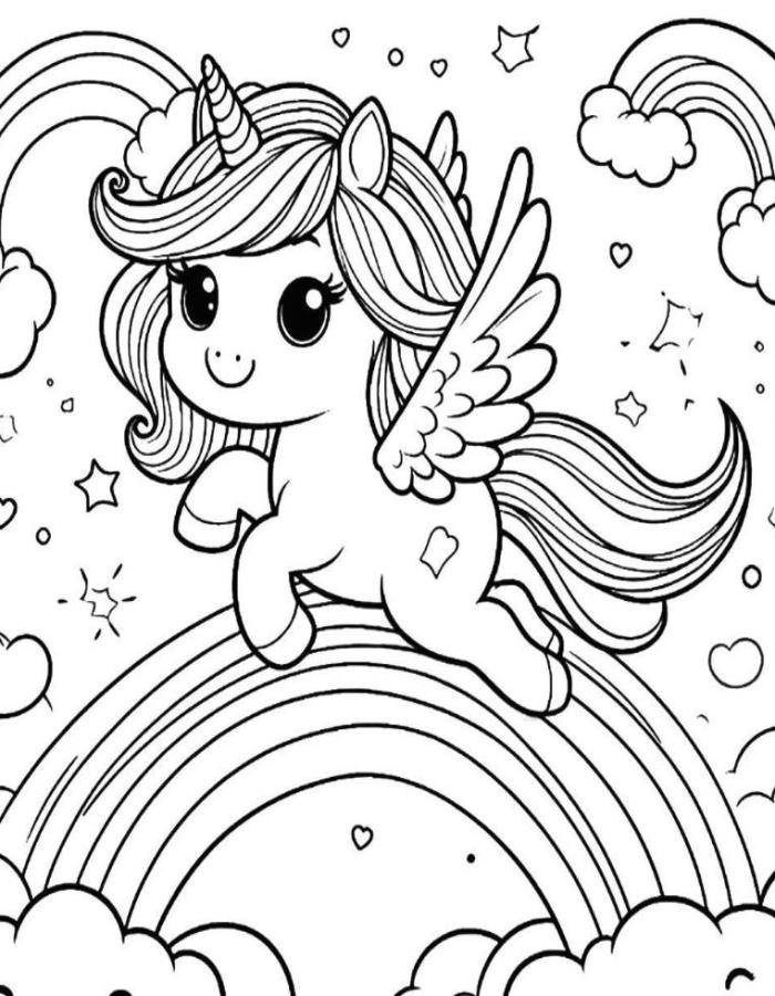 Hình ngựa Pony cầu vồng tô màu