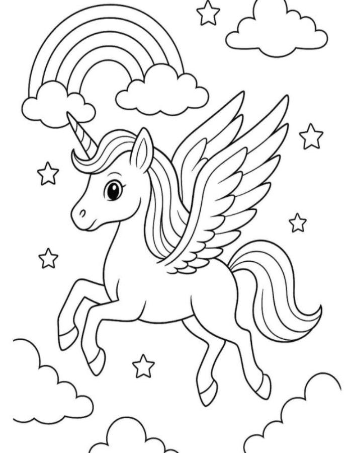 Hình ngựa Pony cầu vồng tô màu