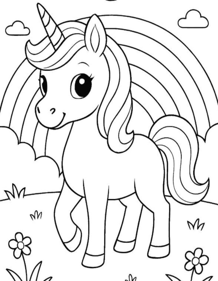 Hình ngựa Pony cầu vồng tô màu