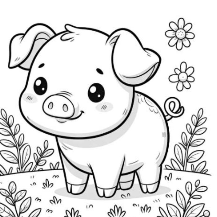 Tranh hình vẽ vẽ con heo cute