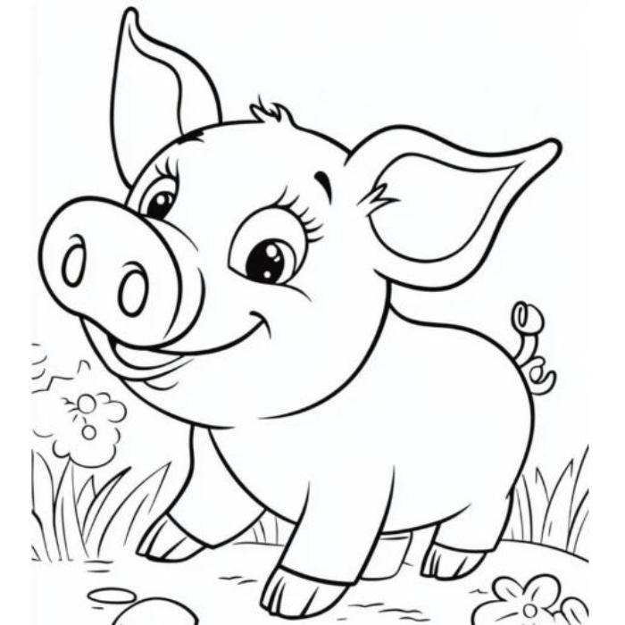 Tranh hình vẽ vẽ con heo cute