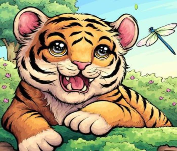 Hình vẽ mặt con hổ cute