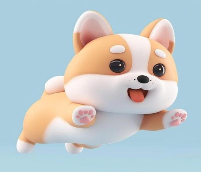 Hình ảnh chó 3D chơi đùa