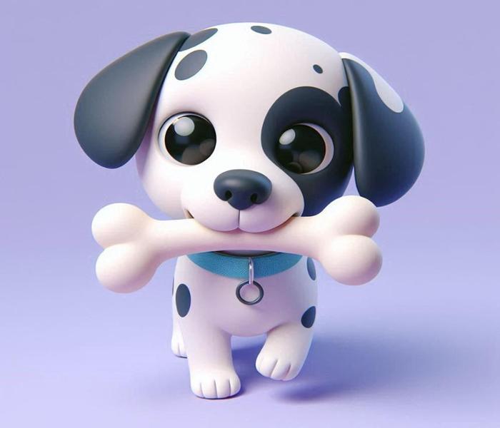 Hình ảnh chó 3D chơi đùa