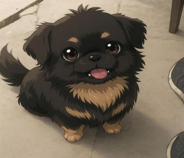 Ảnh chó đen chibi anime cute