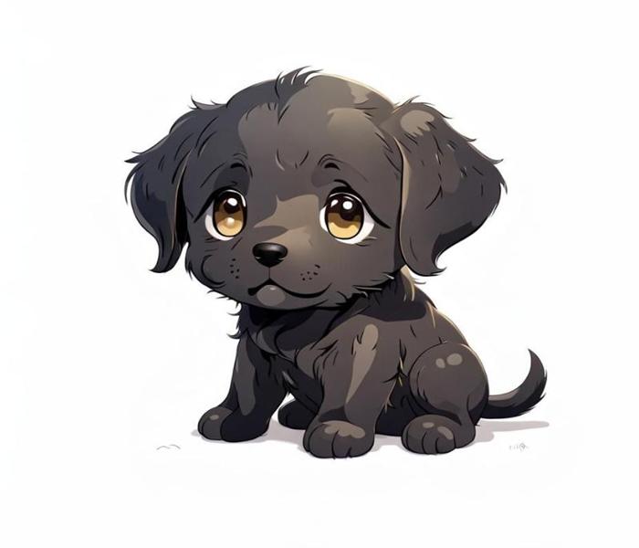 Ảnh chó đen chibi anime cute