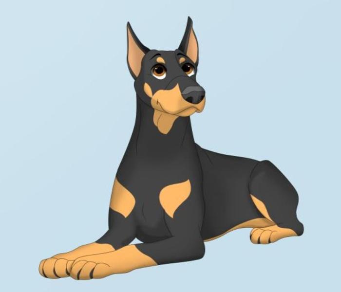 Hình chó Dobeman chibi anime cute