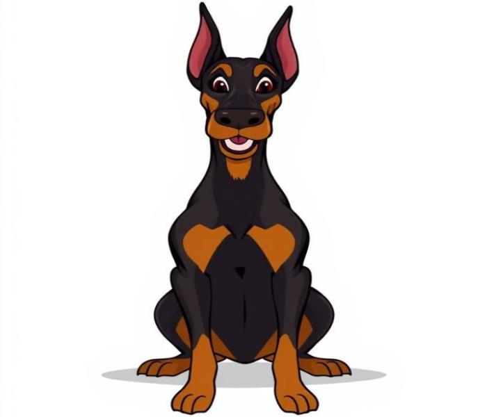 Hình chó Dobeman chibi anime cute