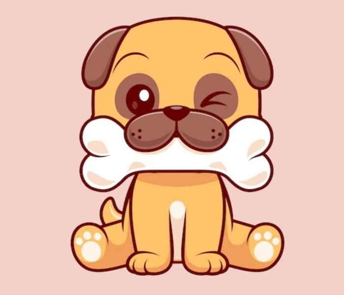 Hình chibi chó gặm xương