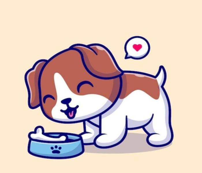 Hình chibi chó gặm xương