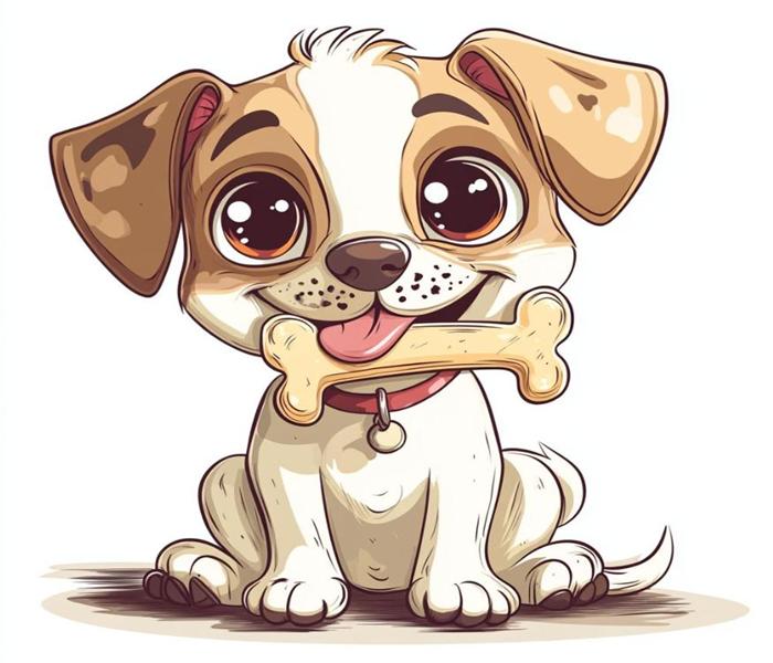Hình chibi chó gặm xương