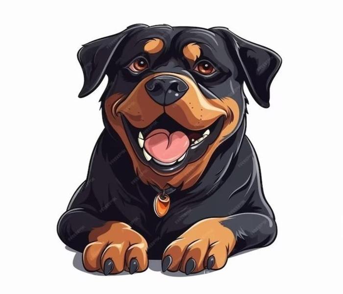 Hình ảnh chó Rottweiler hoạt hình chibi