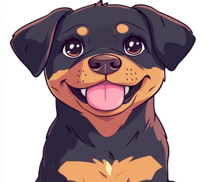 Hình ảnh chó Rottweiler hoạt hình chibi