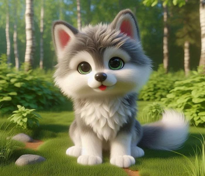 Hình ảnh chó sói 3D cute