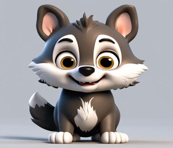 Hình ảnh chó sói 3D cute