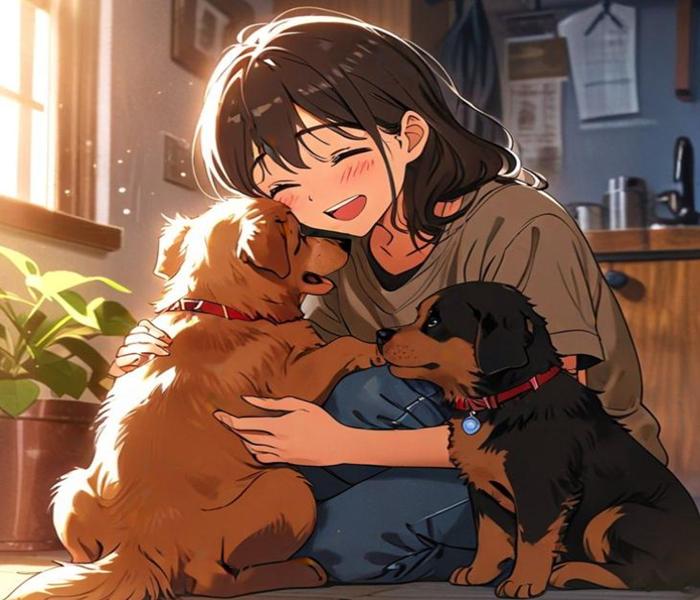 Hình ảnh người và chó cute
