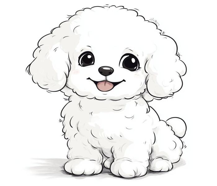 Tranh vẽ Poodle đáng yêu