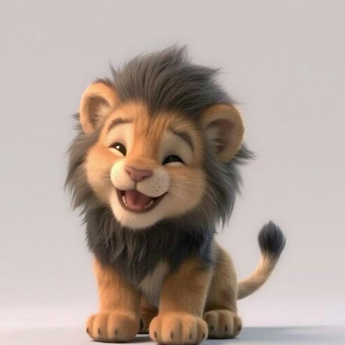 Hình ảnh sư tử 3D cute