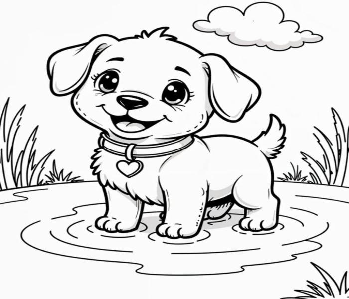 Hình vẽ chó con xinh xắn