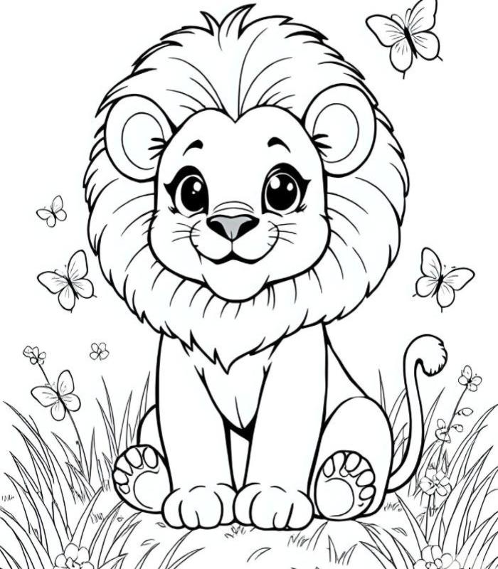 Tranh sư tử tô màu cho bé lớn